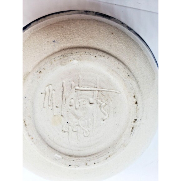 Cat Bowl Pottery Blue Glazed with Little Mice Running around in the Bottom - Picture 2 of 3